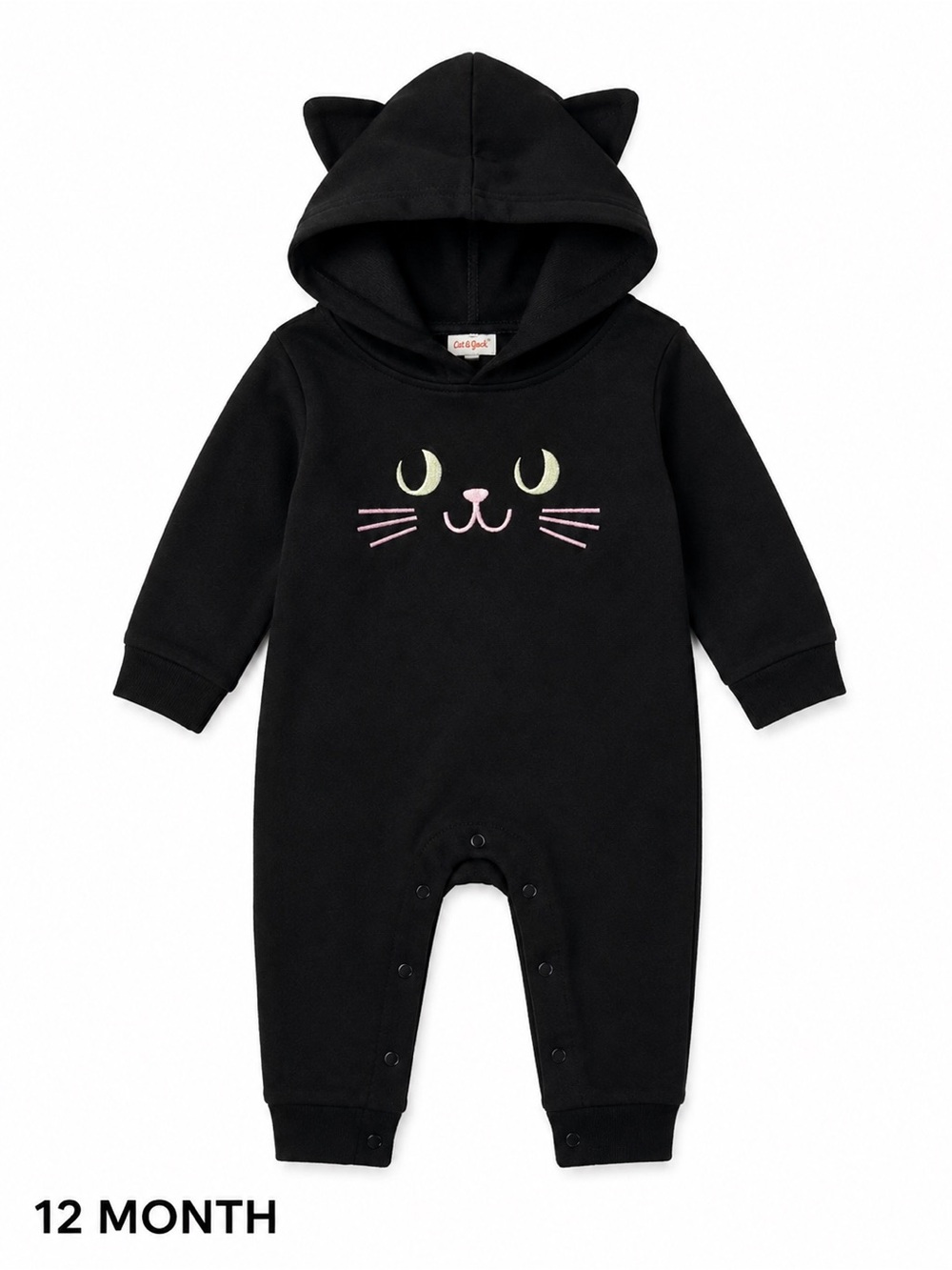 Cat & Jack Black Hooded One-Piece with Cat Face